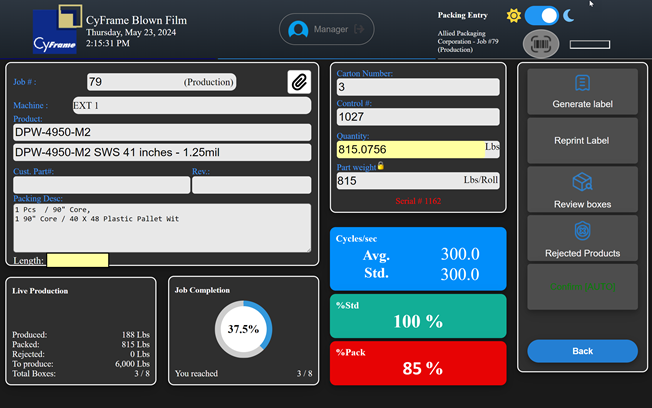 Film and Sheeting ERP interface