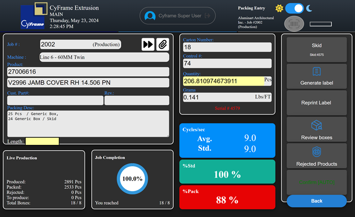 ERP for the Profile Extrusion industry interface